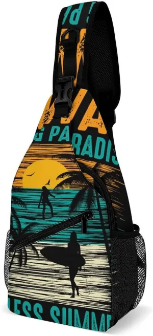 Hawaii-surfing-print Crossbody Sling Backpack, Shoulder Bag Chest Bag for Travel Sport Running