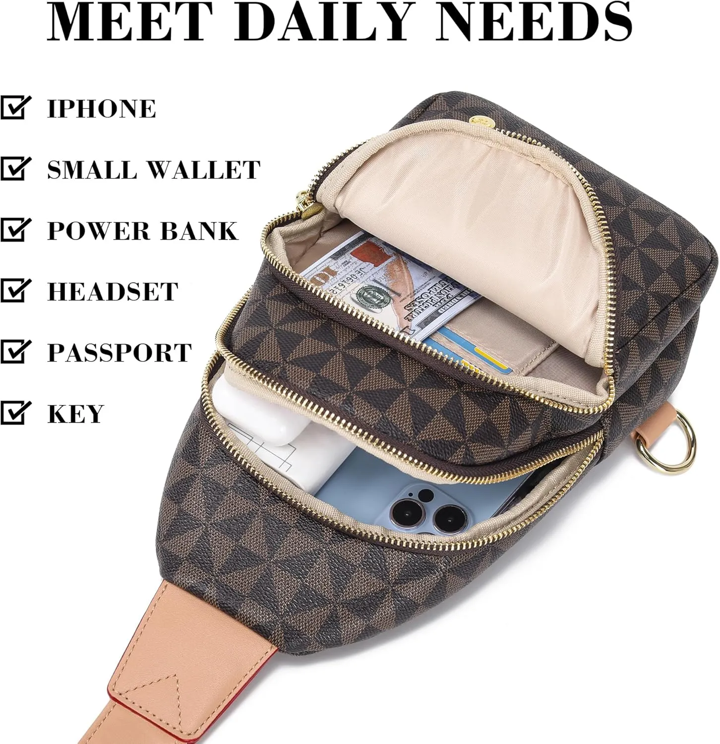 Haytijoe Crossbody Bags for Women Leather Sling Bag Anti-theft Cross Body Bag Travel Sling Purse Chest Bags Fanny Packs
