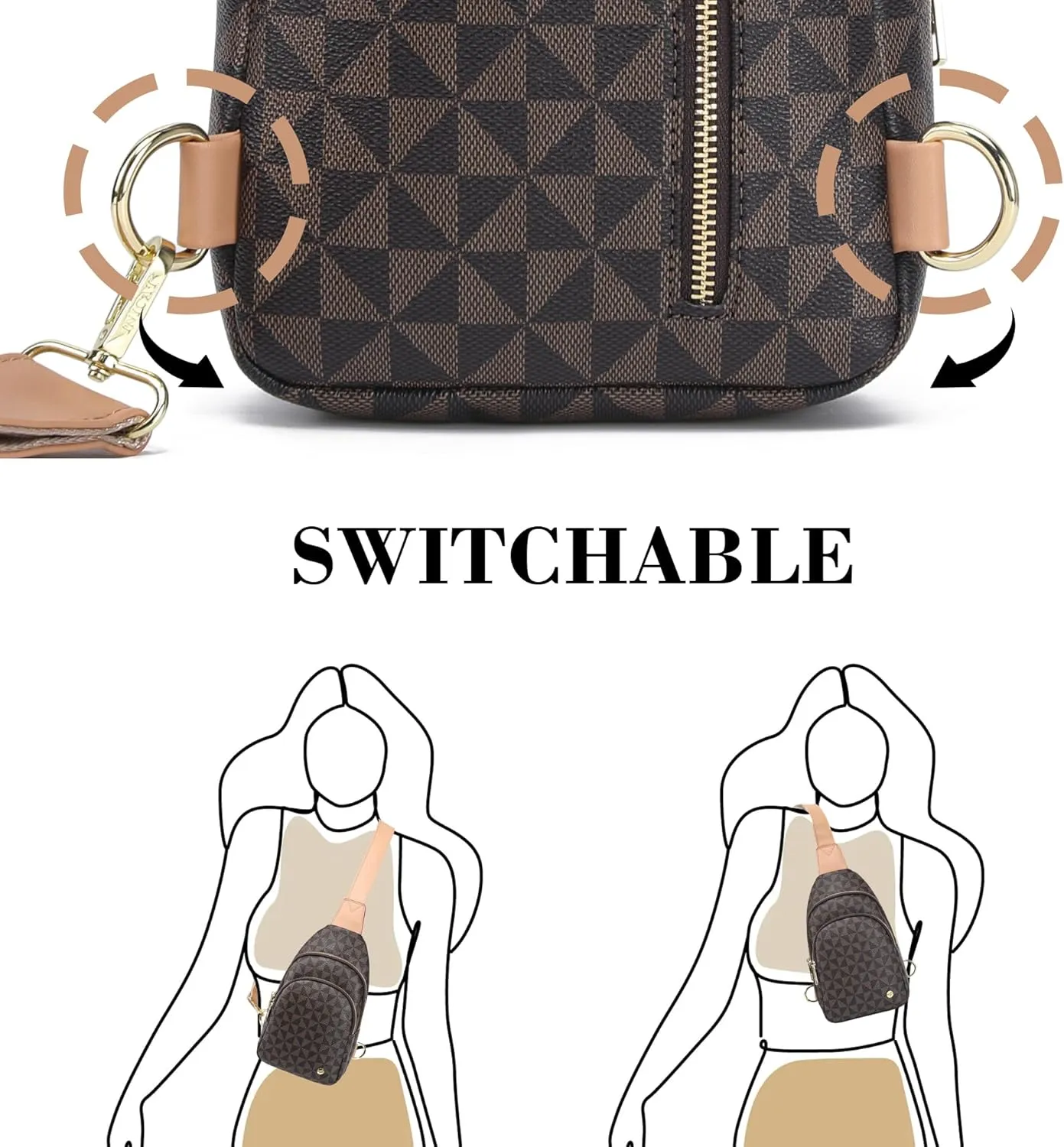 Haytijoe Crossbody Bags for Women Leather Sling Bag Anti-theft Cross Body Bag Travel Sling Purse Chest Bags Fanny Packs