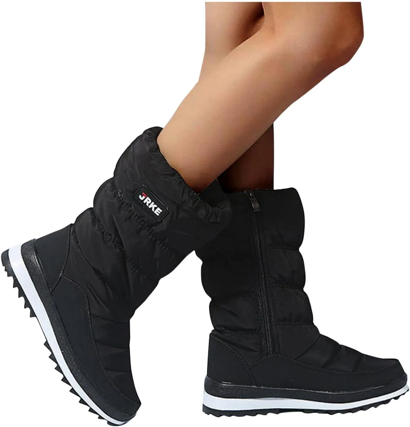 Hbeylia Ski Winter Snow Boots For Women Thermal Waterproof Plush Fur Lined Round Toe Platform Wedge Chunky Bottom Mid Heels Non Slip Mid Calf Hiking Skiing Boots Warm Short Boots For Cold Weather