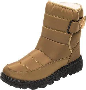 Hbeylia Winter Snow Boots For Women Men Unisex Waterproof Thermal Fleece Lining Anti Skid Mid Calf Boots Wedge Platform Warm Wool Fuzzy Ankle Booties Outdoor Work Camping Short Boots For Boys Girls