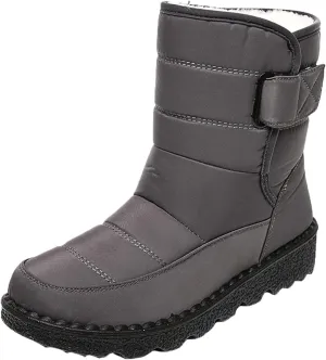 Hbeylia Winter Snow Boots For Women Men Unisex Waterproof Thermal Fleece Lining Anti Skid Mid Calf Boots Wedge Platform Warm Wool Fuzzy Ankle Booties Outdoor Work Camping Short Boots For Boys Girls