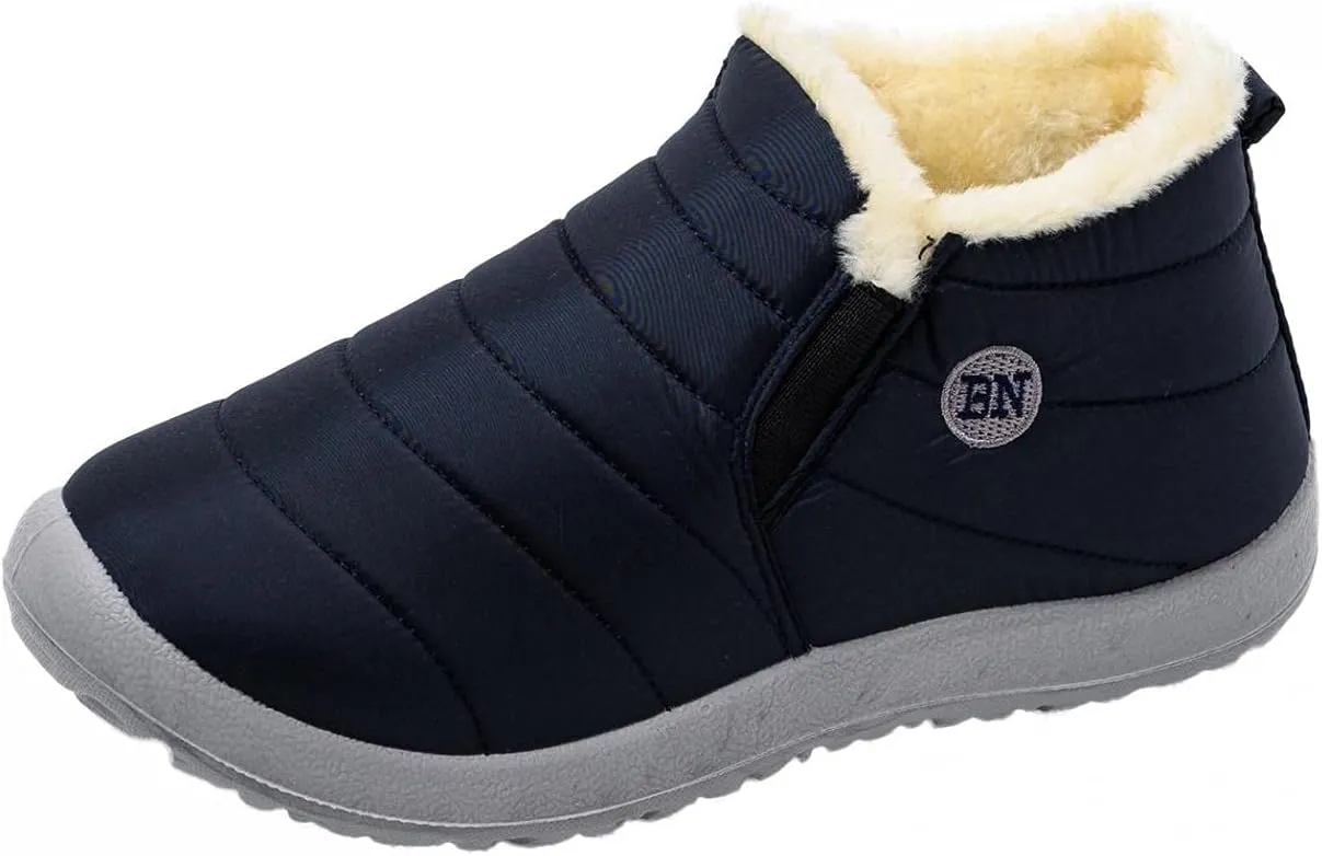 Hbeylia Winter Snow Boots With Fleece Lining For Women Lightweight Waterproof Faux Plush Fur Lined Non Slip Ankle Booties Soft Cozy Warm Ski Skiing Hiking Camping Short Boots For Ladies Cold Weather