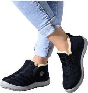 Hbeylia Winter Snow Boots With Fleece Lining For Women Lightweight Waterproof Faux Plush Fur Lined Non Slip Ankle Booties Soft Cozy Warm Ski Skiing Hiking Camping Short Boots For Ladies Cold Weather