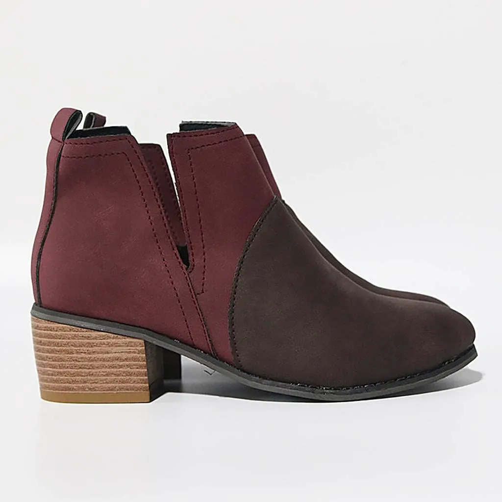 Hbeylia Women's Ankle Booties Fashion Casual Suede Pointed Toe V Cut Chunky Mid Heels Ankle Boots Western Cowboy Dress Short Boots For Women Ladies