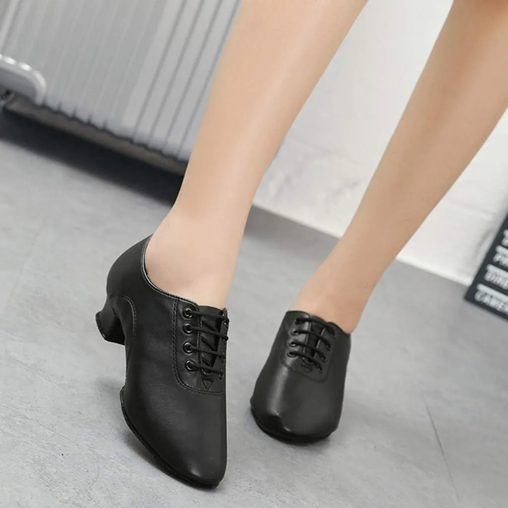 Hbeylia Womens Professional Latin Salsa Ballroom Modern Character Dance Shoes Fashion Leather Lace Up Tap Shoes Ladies Party Wedding Pump Shoes For Bride