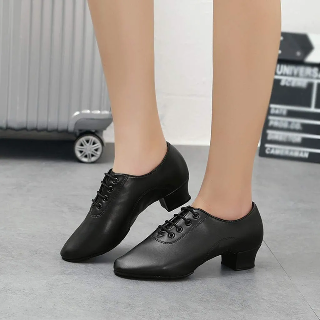 Hbeylia Womens Professional Latin Salsa Ballroom Modern Character Dance Shoes Fashion Leather Lace Up Tap Shoes Ladies Party Wedding Pump Shoes For Bride