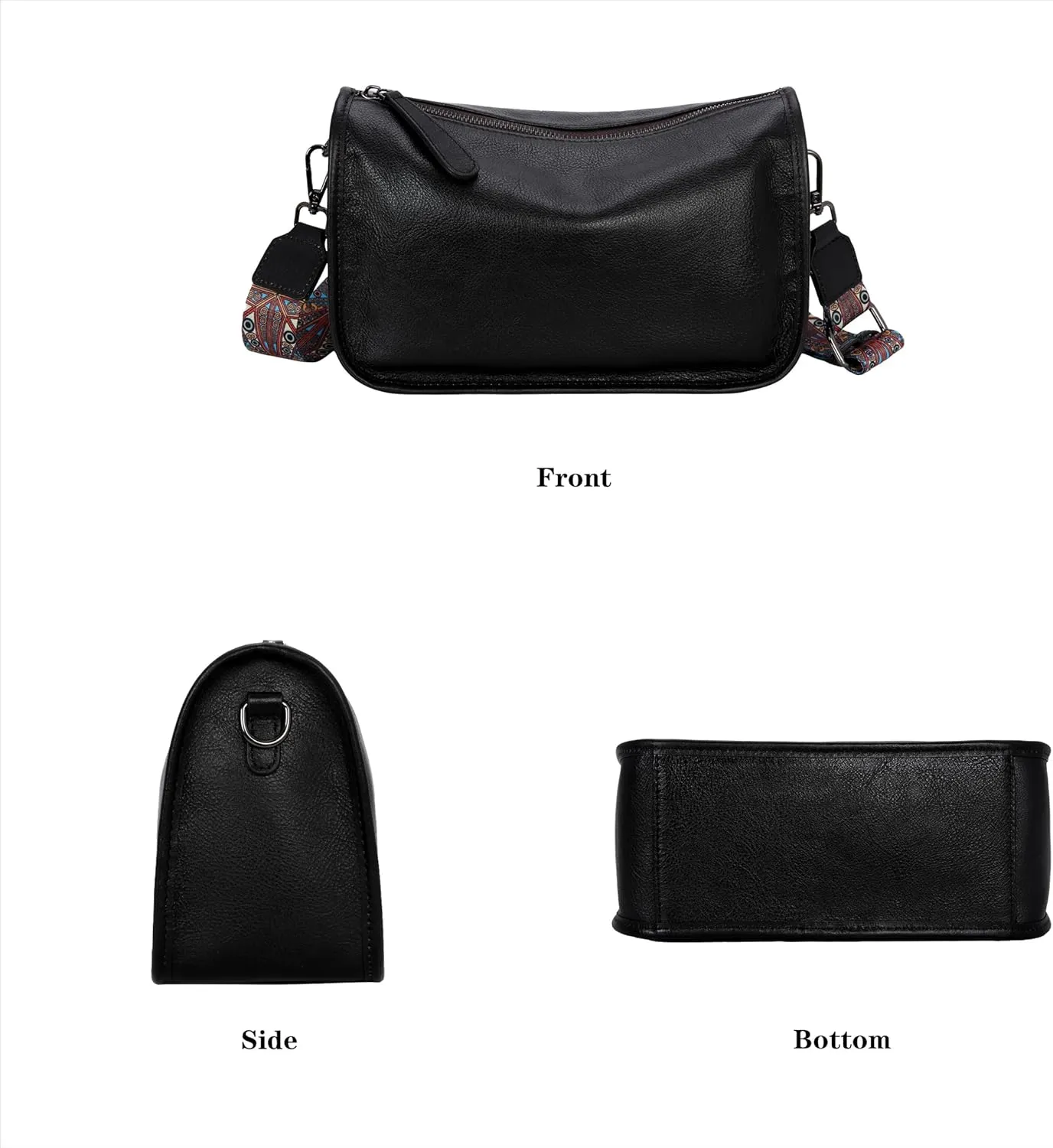 HESHE Crossbody Bag for Women Leather Hobo Purse Trendy Lightweight Boho Shoulder Bag with Two Straps Designer Cross Body Bag