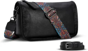 HESHE Crossbody Bag for Women Leather Hobo Purse Trendy Lightweight Boho Shoulder Bag with Two Straps Designer Cross Body Bag