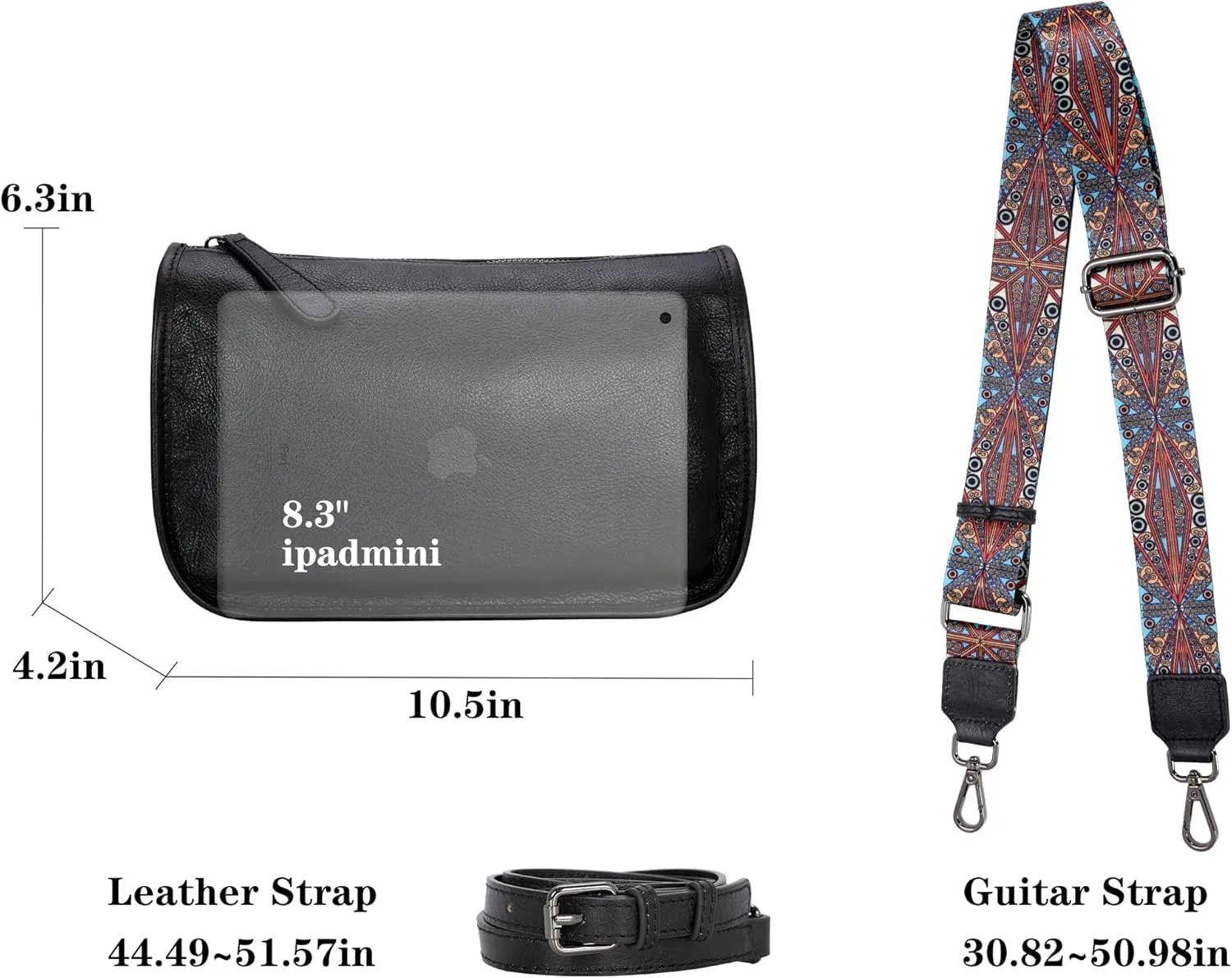 HESHE Crossbody Bag for Women Leather Hobo Purse Trendy Lightweight Boho Shoulder Bag with Two Straps Designer Cross Body Bag