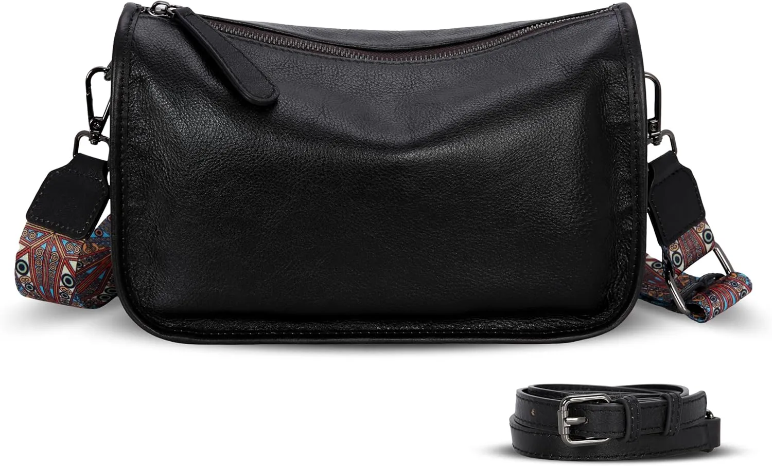 HESHE Crossbody Bag for Women Leather Hobo Purse Trendy Lightweight Boho Shoulder Bag with Two Straps Designer Cross Body Bag