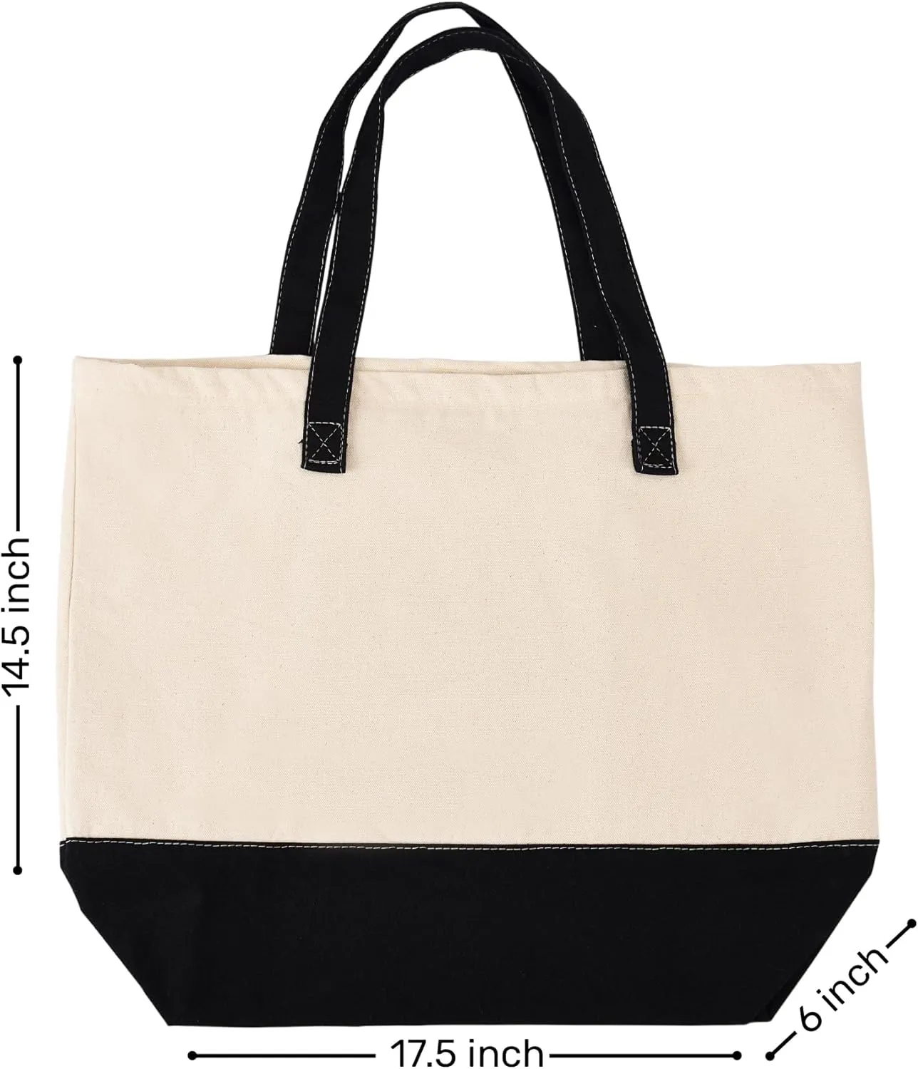 HIFA Personalized Custom Tote Bag for Women, Canvas Tote Bag - Zipper Closure, Extra Inner Pocket - Multipurpose Shoulder Bag