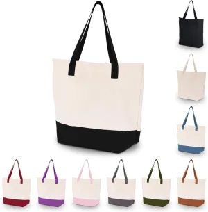 HIFA Personalized Custom Tote Bag for Women, Canvas Tote Bag - Zipper Closure, Extra Inner Pocket - Multipurpose Shoulder Bag