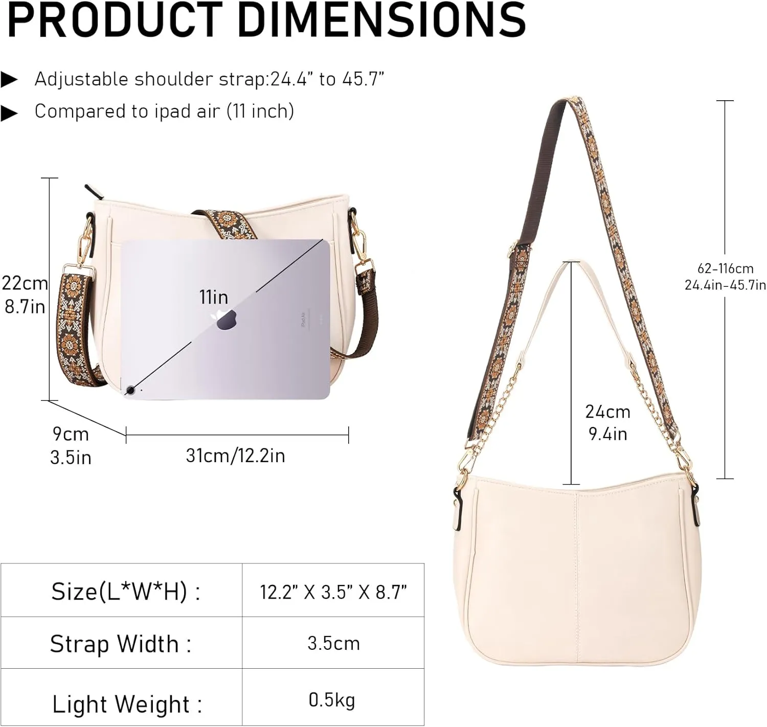 Hobo Crossbody Bags for Women Leather Shoulder Crossbody Bags with Zipper Adjustable Strap Purse for Ladies