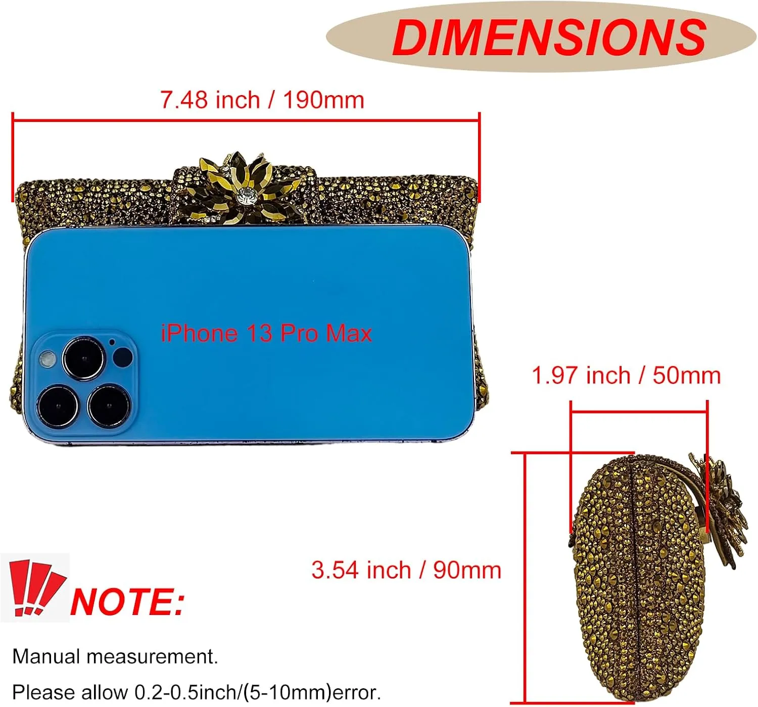 HUANG ZHUANG Elegant Flower Clutch Solid Rhinestone Handbags For Women Evening Bag Party Purse Bridal Prom Bag