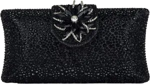 HUANG ZHUANG Elegant Flower Clutch Solid Rhinestone Handbags For Women Evening Bag Party Purse Bridal Prom Bag