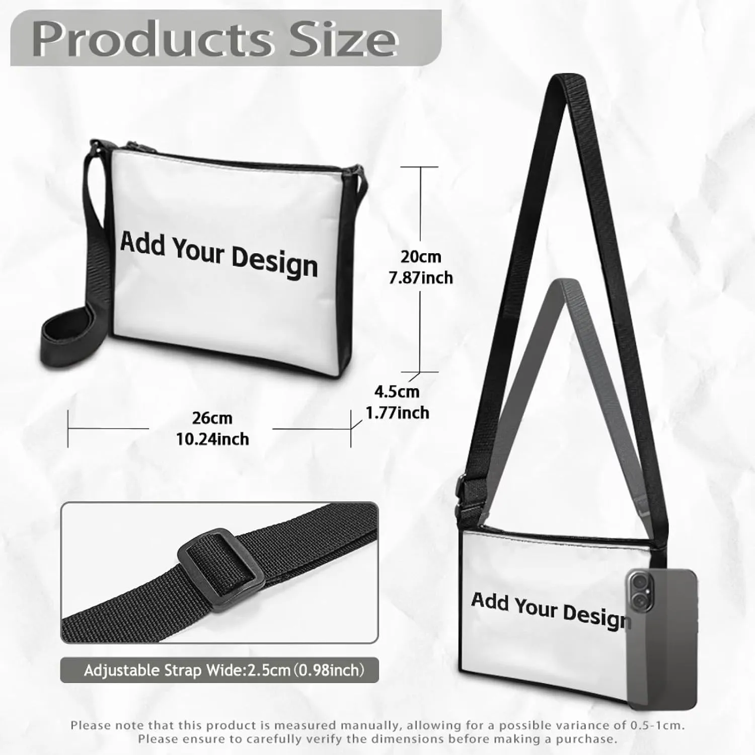 HUGS IDEA Crossbody Purse for Women Small Crossbody Bags Polyester Messenger Bag with Adjustable Shoulder Strap