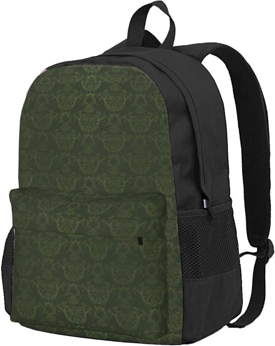 Hunter Green Floral Petals Pattern Print Storage Bag, Shoulder Bag, Leisure Bag, Large Capacity Leisure Travel Shoulder Bag