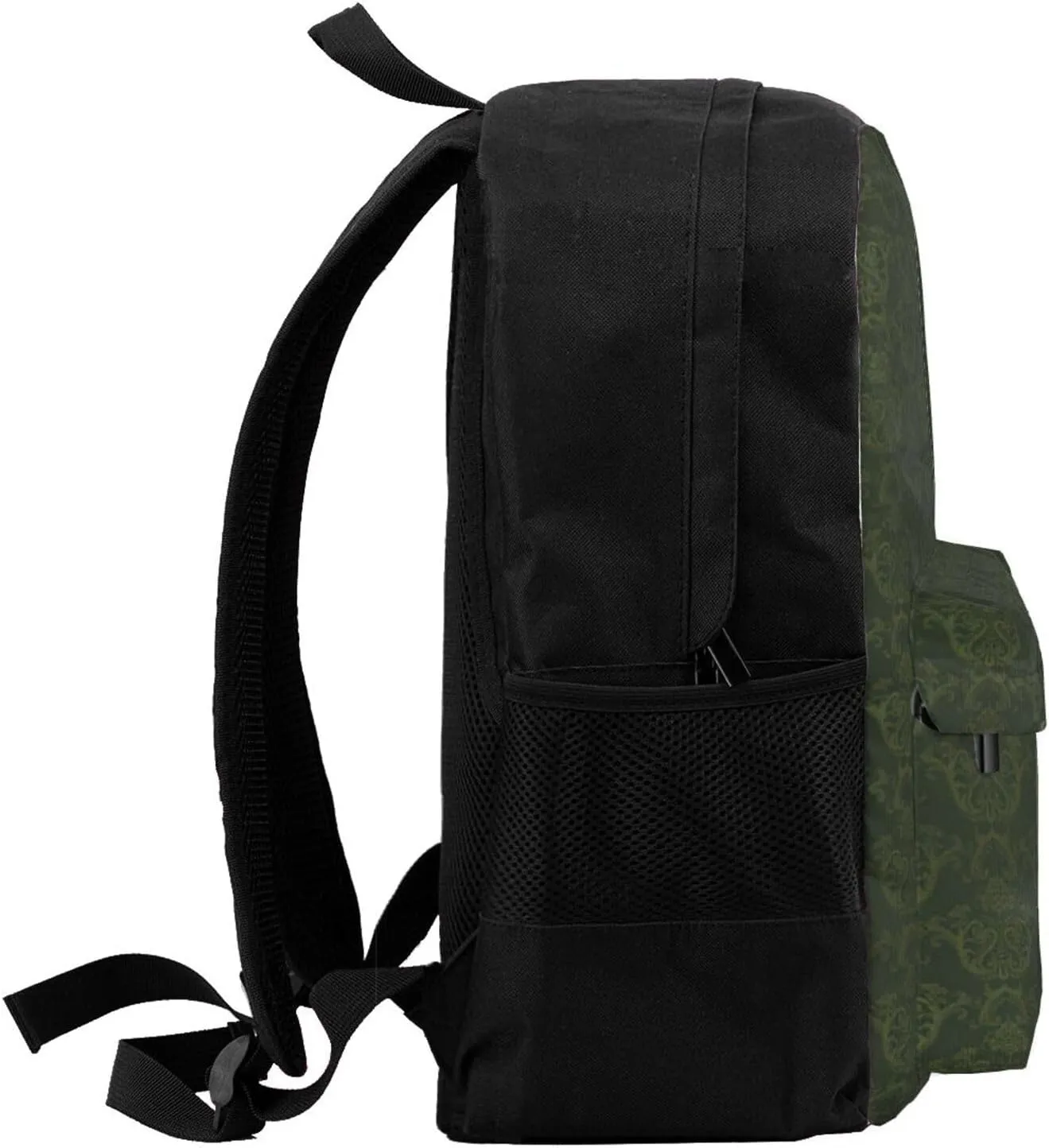 Hunter Green Floral Petals Pattern Print Storage Bag, Shoulder Bag, Leisure Bag, Large Capacity Leisure Travel Shoulder Bag