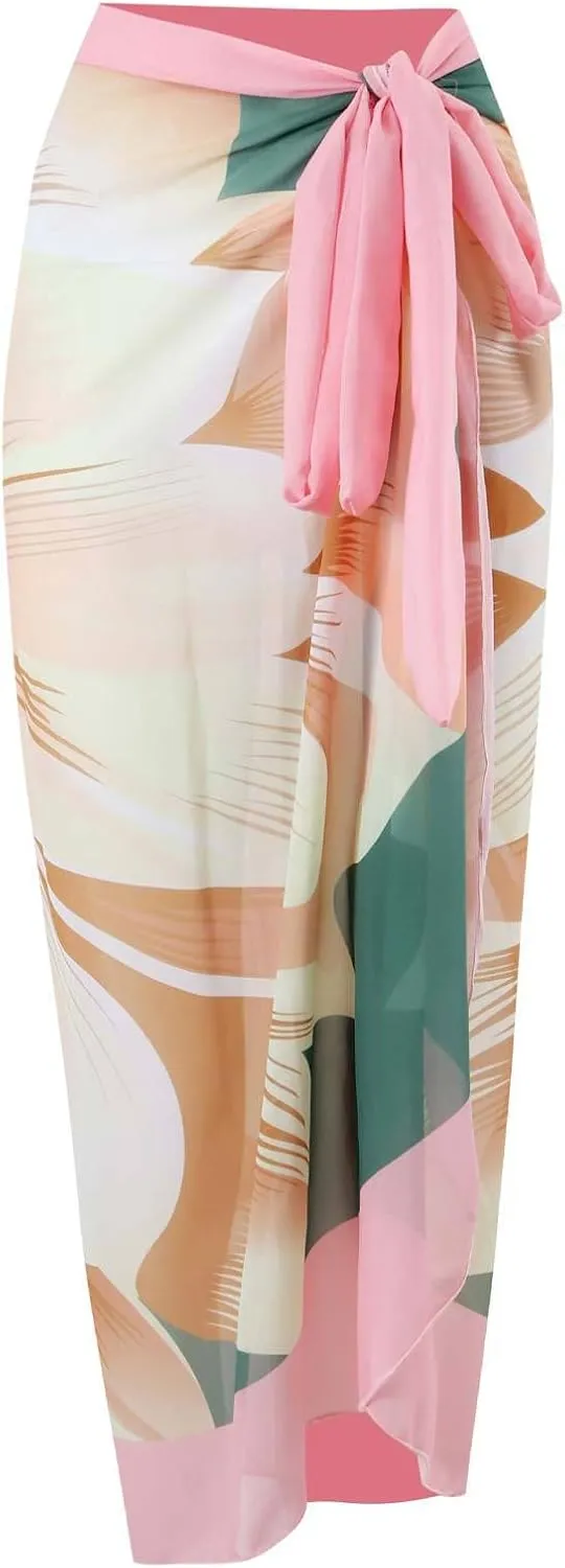 IBTOM CASTLE Women One Piece Swimsuit with Long Cover up Wrap Skirt Two Piece Bathing Suit Retro Monokini Summer Beach Outfit
