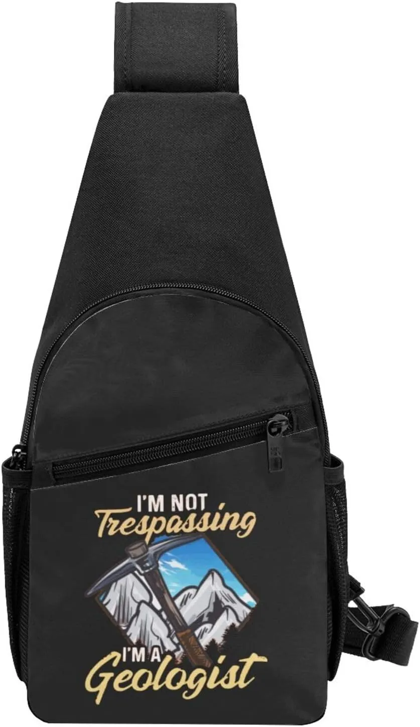 I'm Not Trespassing I'm A Geologist Geology Sling Bag Crossbody Backpack Shoulder Casual Daypack Bags for Men Women