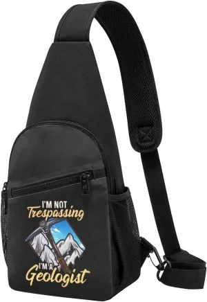 I'm Not Trespassing I'm A Geologist Geology Sling Bag Crossbody Backpack Shoulder Casual Daypack Bags for Men Women