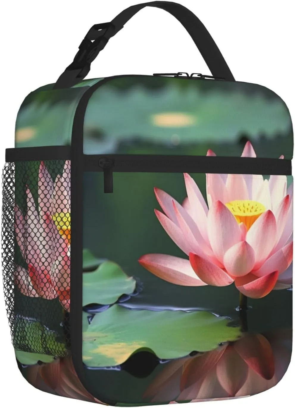Insulated Lunch Bag for Men Women Reusable Lunch Box Beautiful Lotus Flower Lunchbox Leakproof Cooler Bags for Work Picnic