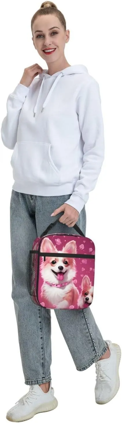 Insulated Lunch Bag for Men Women Reusable Lunch Box Cute Corgi Dog Lunchbox Leakproof Cooler Bags for Work Picnic