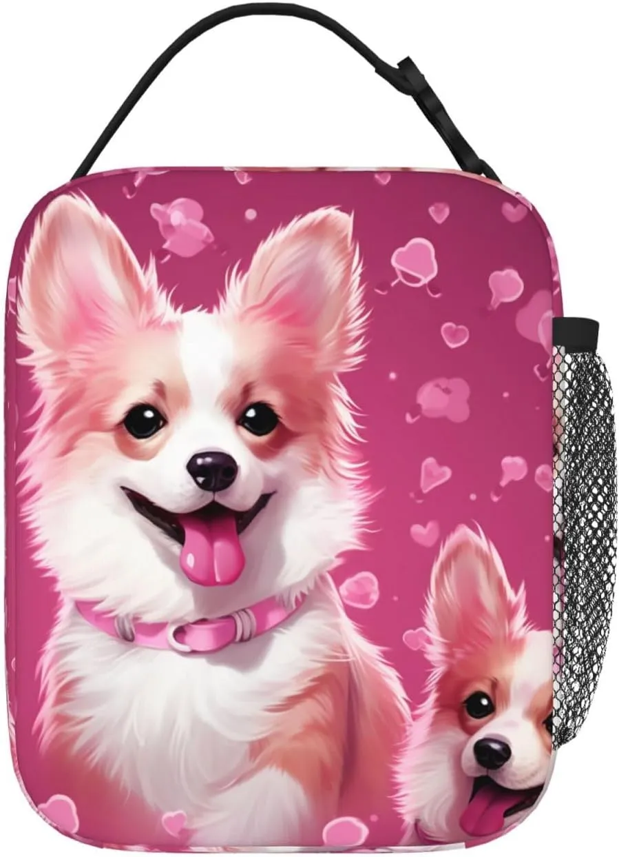 Insulated Lunch Bag for Men Women Reusable Lunch Box Cute Corgi Dog Lunchbox Leakproof Cooler Bags for Work Picnic