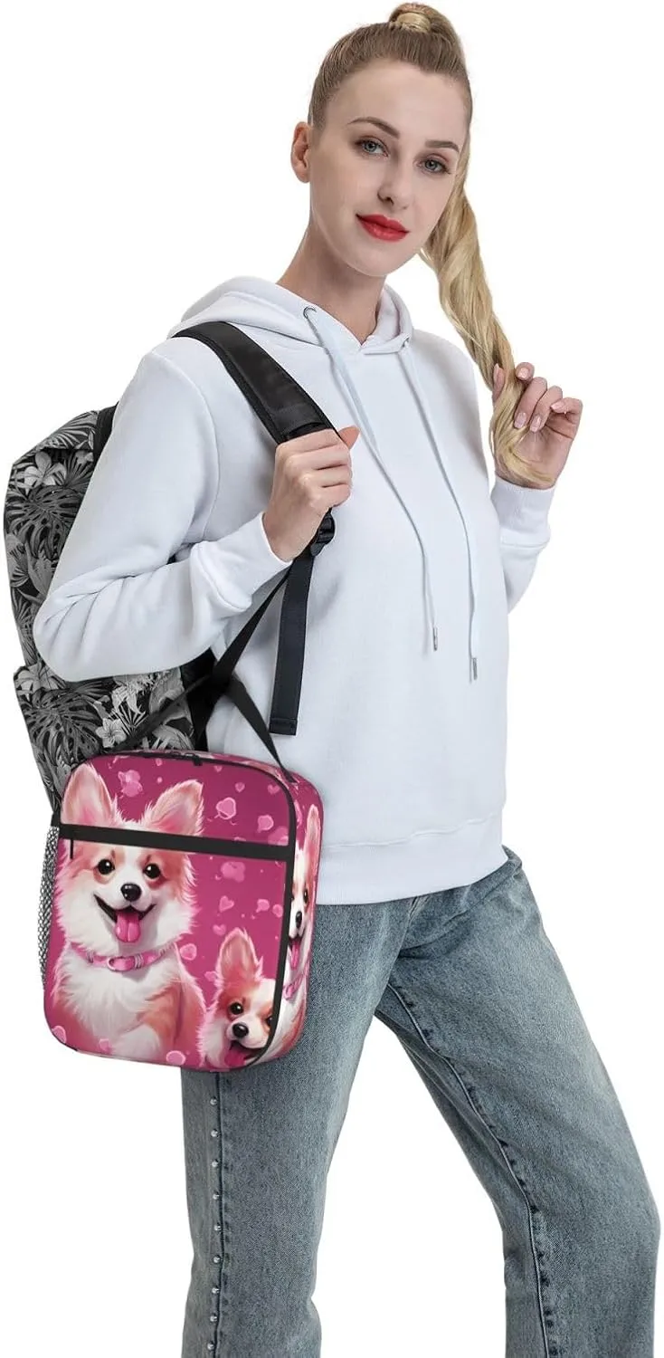 Insulated Lunch Bag for Men Women Reusable Lunch Box Cute Corgi Dog Lunchbox Leakproof Cooler Bags for Work Picnic