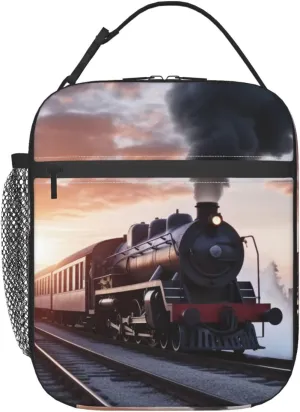 Insulated Lunch Bag Reusable Leakproof Lunch Box Large Capacity Lunch Cooler Totes Steam Train Depart Sunset Meal Bags For Women Men Work Office Picnic Travel