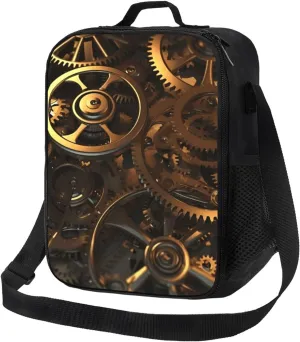Insulated Lunch box for Men Women Reusable Lunch Bag Cool Steampunk Gears Cooler Tote Bags for Work Picnic