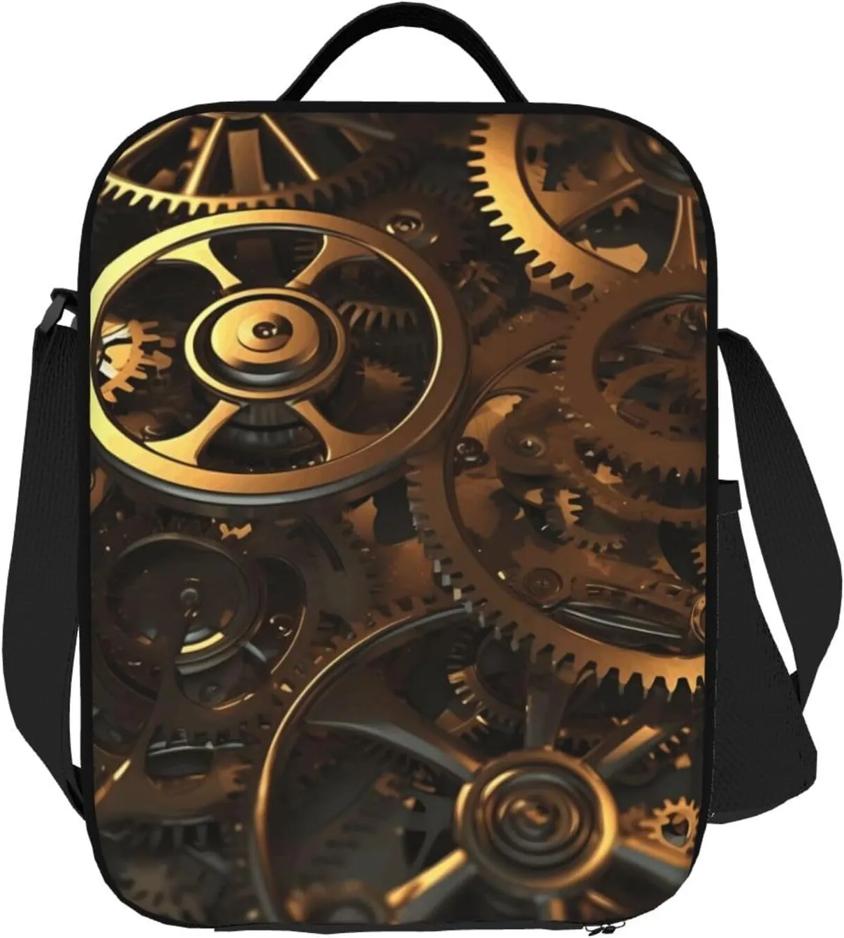 Insulated Lunch box for Men Women Reusable Lunch Bag Cool Steampunk Gears Cooler Tote Bags for Work Picnic