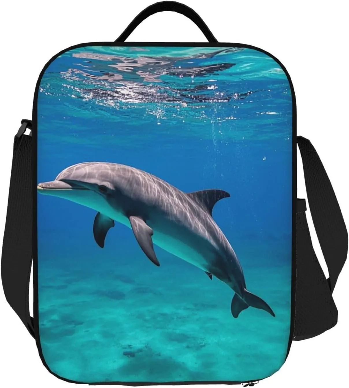 Insulated Lunch box for Men Women Reusable Lunch Bag Marine dolphin Cooler Tote Bags for Work Picnic