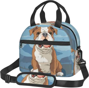 Insulated Lunchbox Reusable Cooler Bag English bulldog seamless illustration Lunch Bag Portable Lunch Tote Bag for Work Picnic