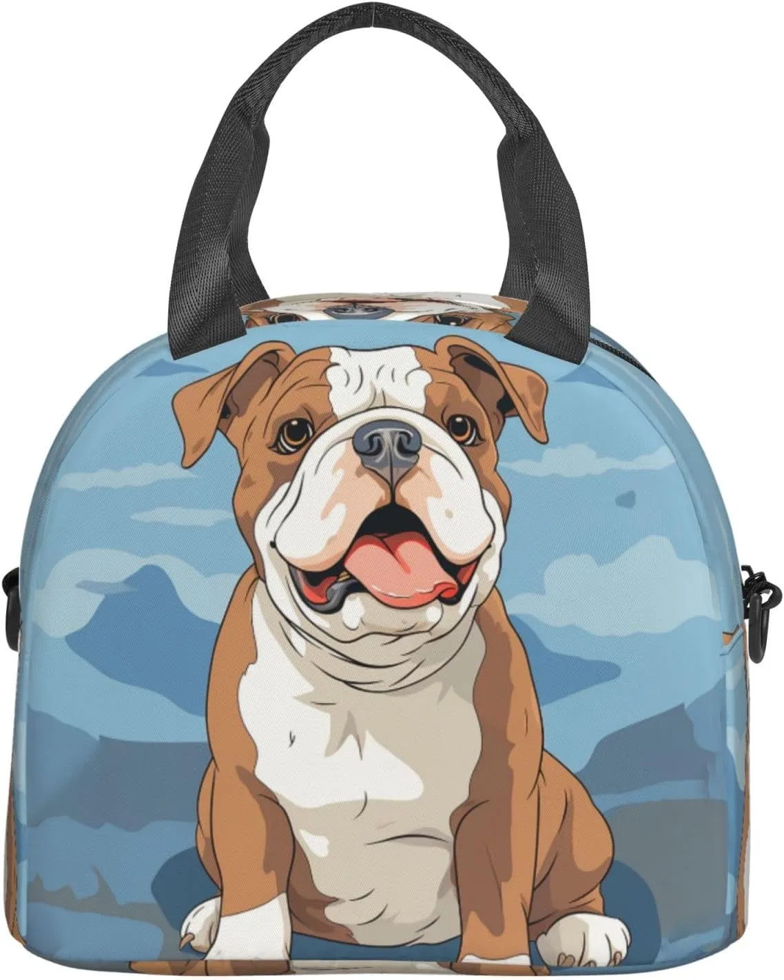 Insulated Lunchbox Reusable Cooler Bag English bulldog seamless illustration Lunch Bag Portable Lunch Tote Bag for Work Picnic