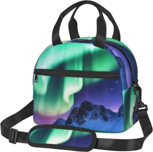 Insulated Lunchbox Reusable Cooler Bag Northern Lights Lunch Bag Portable Lunch Tote Bag for Work Picnic