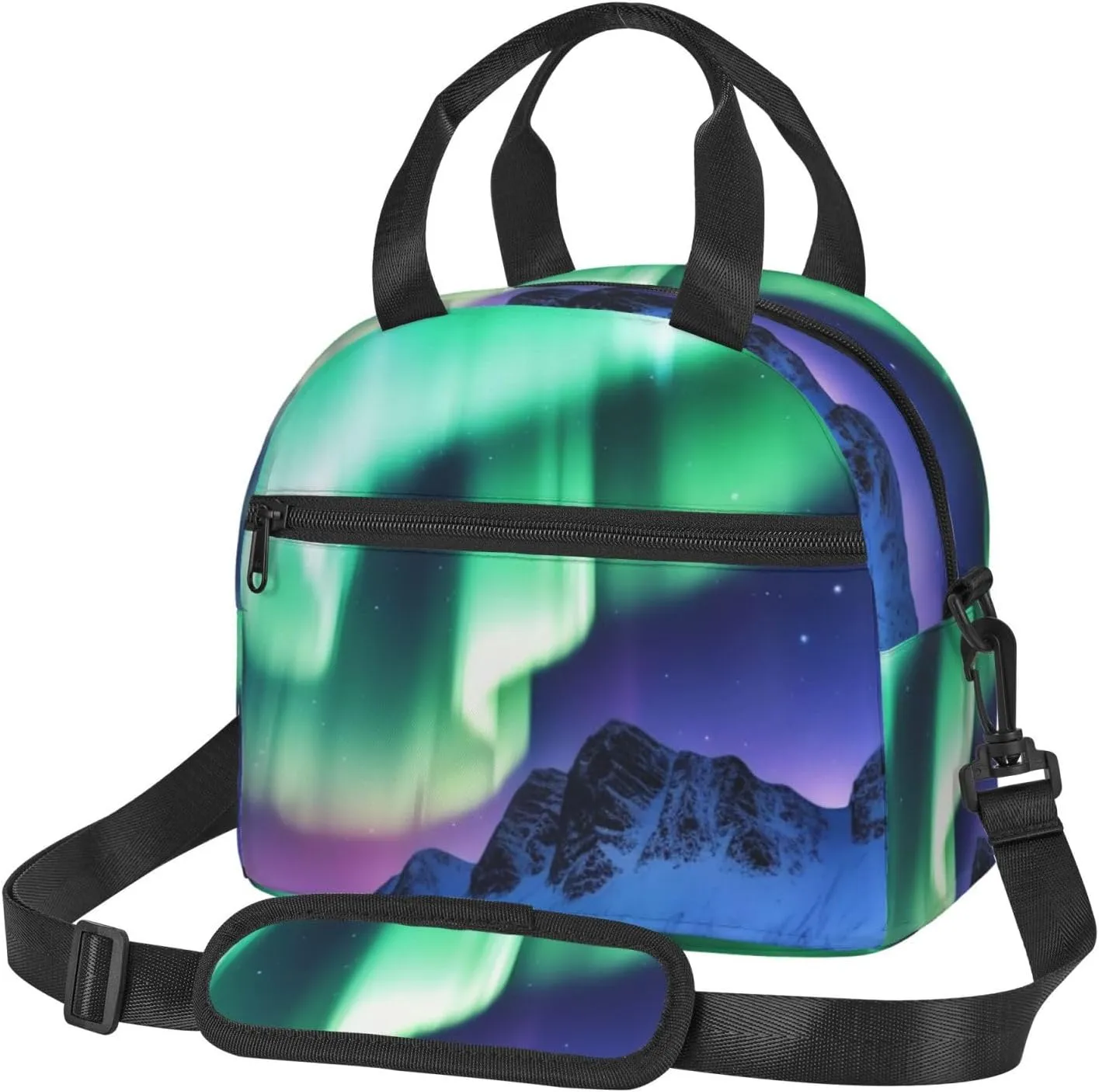 Insulated Lunchbox Reusable Cooler Bag Northern Lights Lunch Bag Portable Lunch Tote Bag for Work Picnic