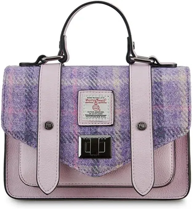 Islander Harris Tweed Mini Satchel, Handbag for Women, Flap and Microfiber Leather