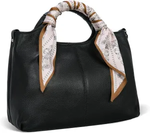 Iswee Designer Handbags Stylsih Leather Crossbody Purse for Women and Silk Scarf Neck Satin Purse Decor