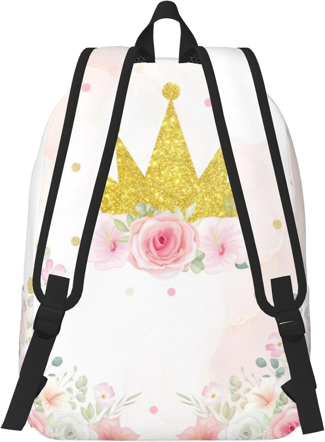 J&SBGFT Personalized Backpack for Girls,Custom Backpacks with Name,Customized School Bag for Kids Girl,Crown Book Bags for Student Back to School Travel Picnic 15in