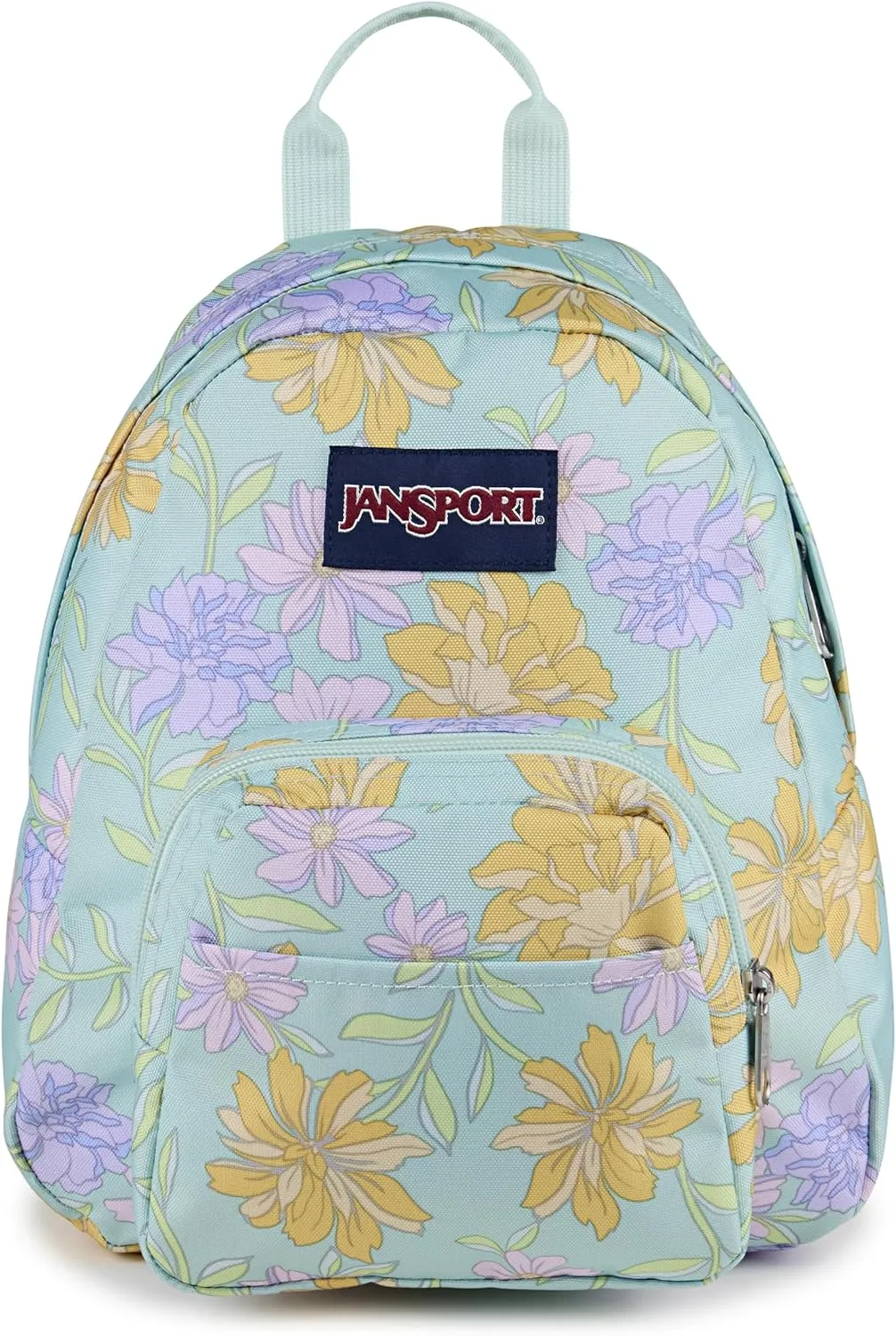 JanSport Half Pint Mini Backpack, 10.2 L - Durable Mini Bag Purse with Adjustable Shoulder Straps, Single Main Compartment, Zippered Stash Pocket, Faded Floral Fresh Mint
