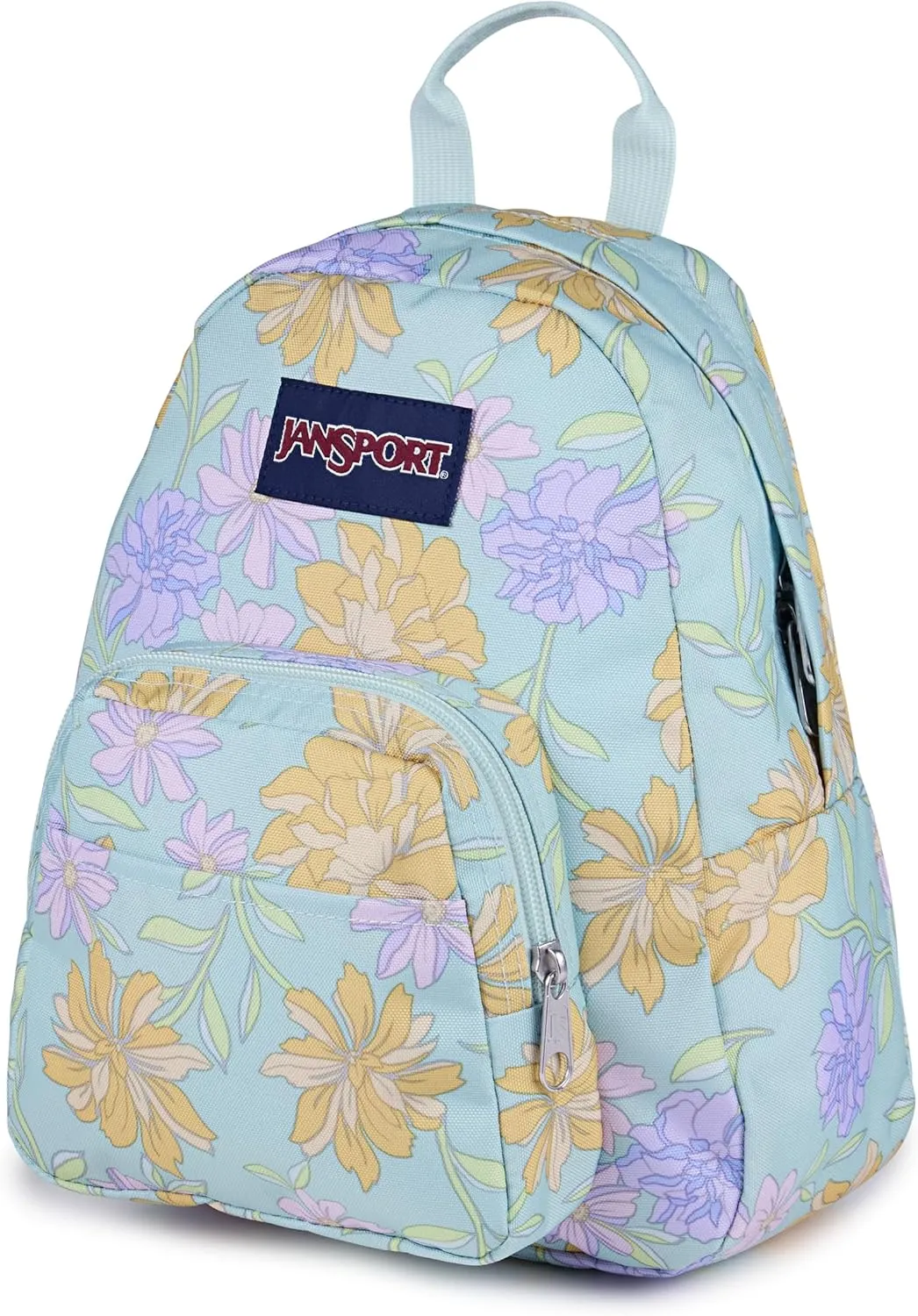 JanSport Half Pint Mini Backpack, 10.2 L - Durable Mini Bag Purse with Adjustable Shoulder Straps, Single Main Compartment, Zippered Stash Pocket, Faded Floral Fresh Mint