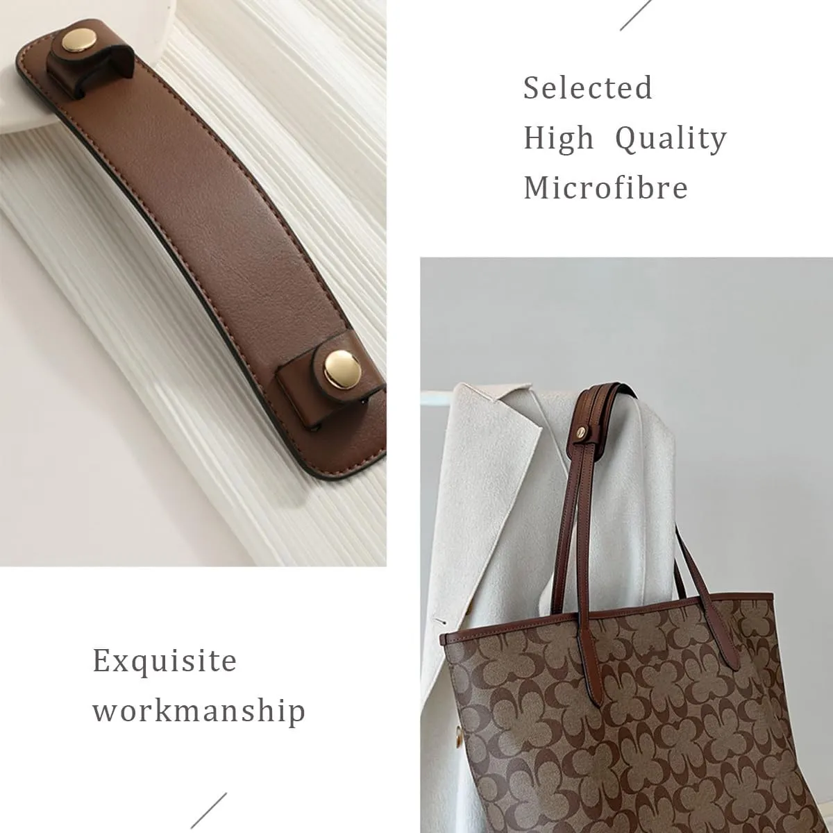 Jiesinlov Microfiber Leather Shoulder Strap Pads Replacement Cushion Strap Covers for Tote Bags Detachable (Dark Brown)