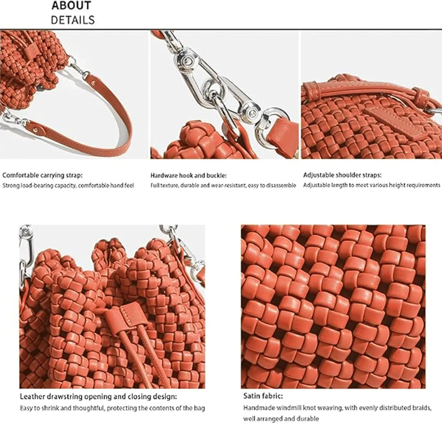 JINMANXUE Fashion Hollow Bucket Tote Bag For Women, Crossbody Female Handbag Woven Silk bag Leisure Leather Shoulder Bag