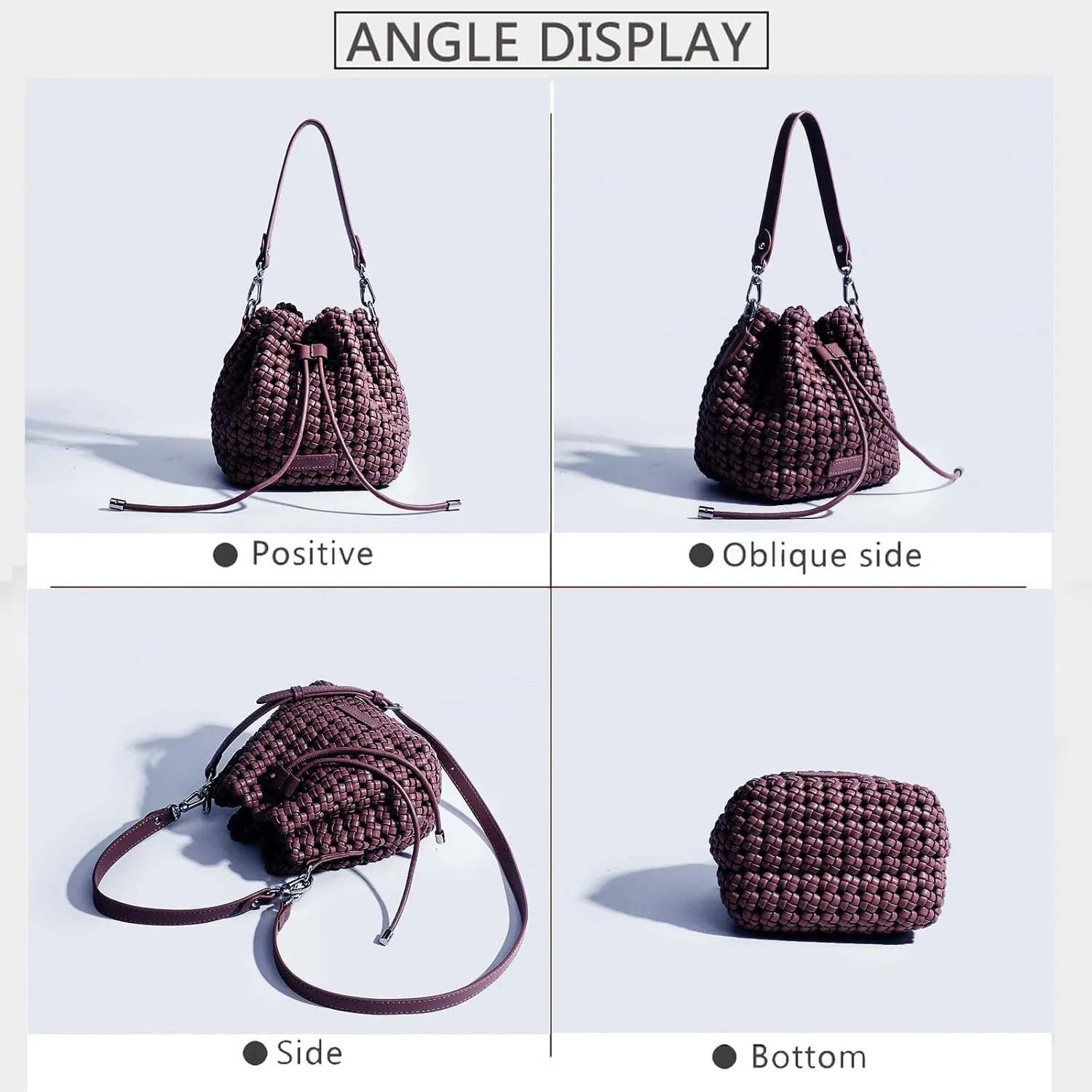 JINMANXUE Fashion Hollow Bucket Tote Bag For Women, Crossbody Female Handbag Woven Silk bag Leisure Leather Shoulder Bag