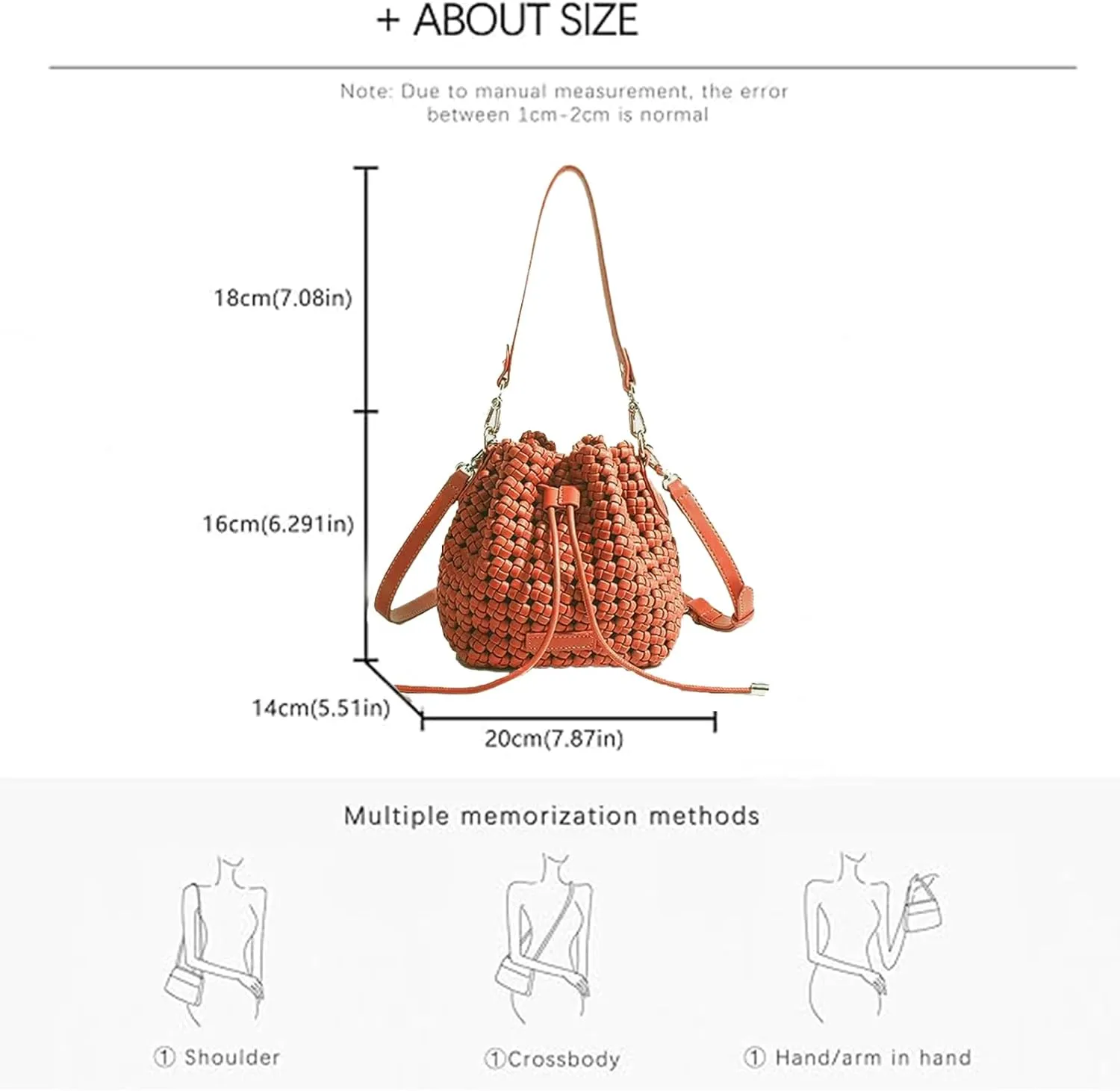 JINMANXUE Fashion Hollow Bucket Tote Bag For Women, Crossbody Female Handbag Woven Silk bag Leisure Leather Shoulder Bag