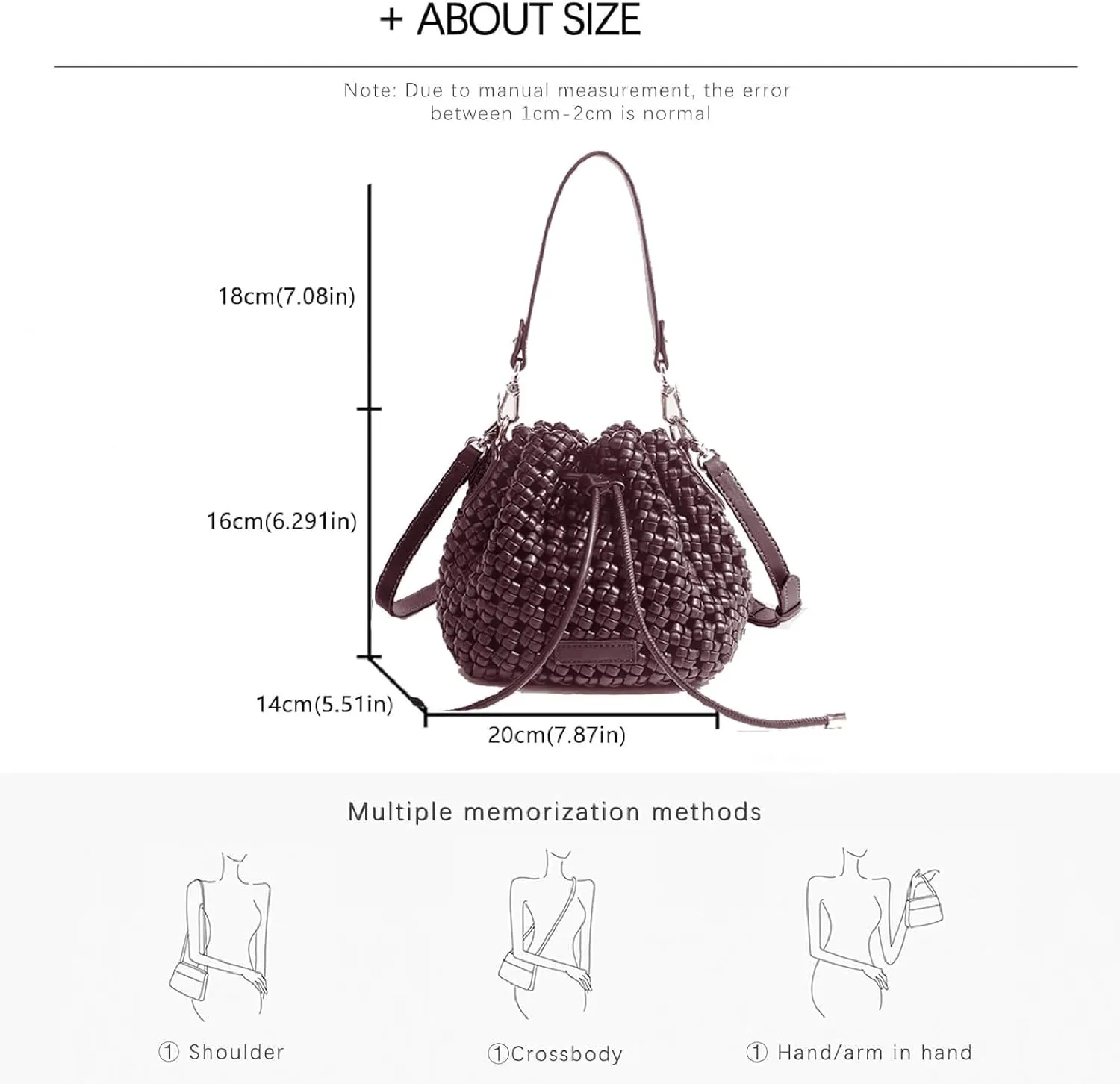 JINMANXUE Fashion Hollow Bucket Tote Bag For Women, Crossbody Female Handbag Woven Silk bag Leisure Leather Shoulder Bag