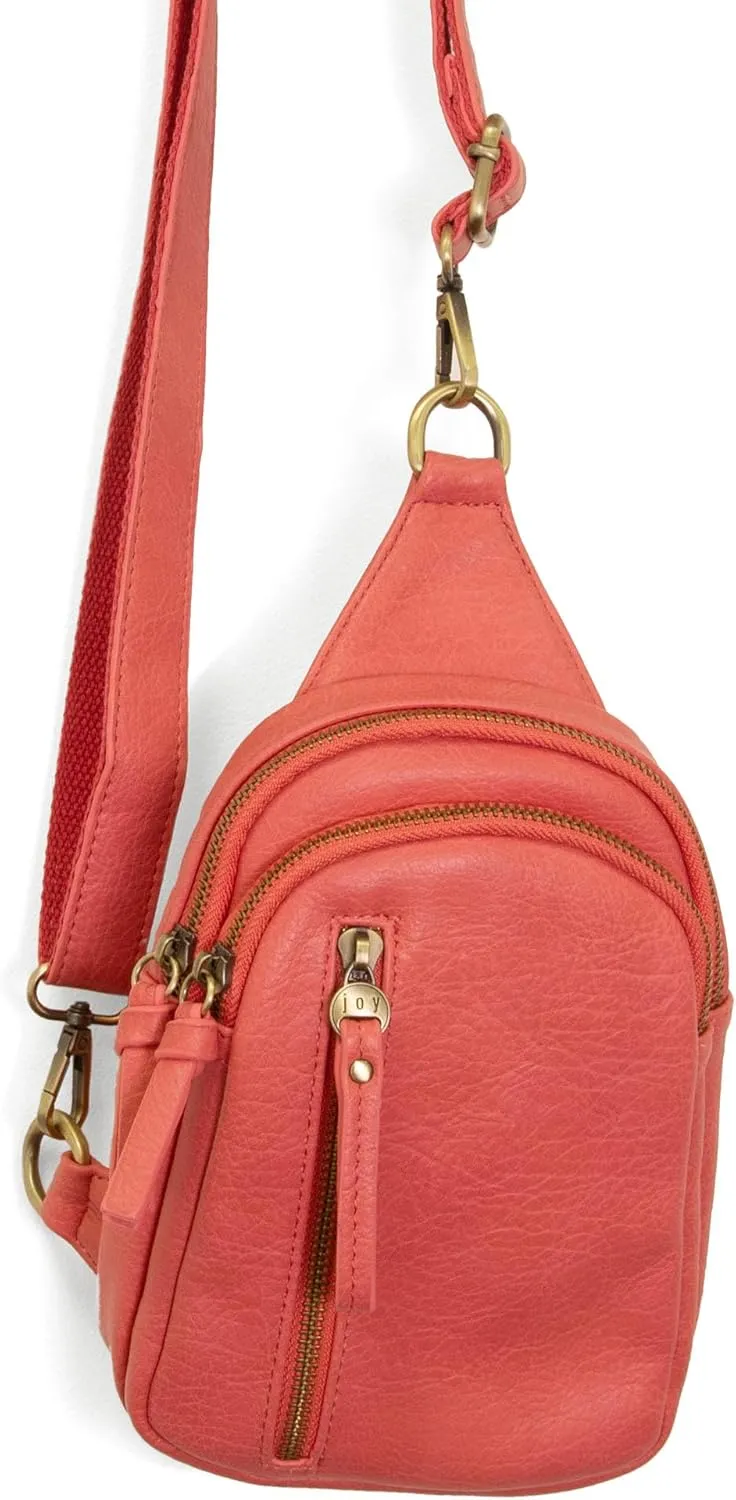 Joy Susan Skyler Sling Bag: Vegan Leather, Zippered Closure, Brass Plated Hardware