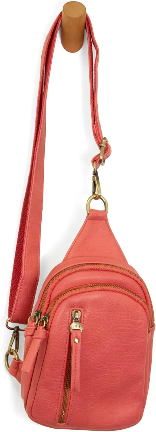 Joy Susan Skyler Sling Bag: Vegan Leather, Zippered Closure, Brass Plated Hardware